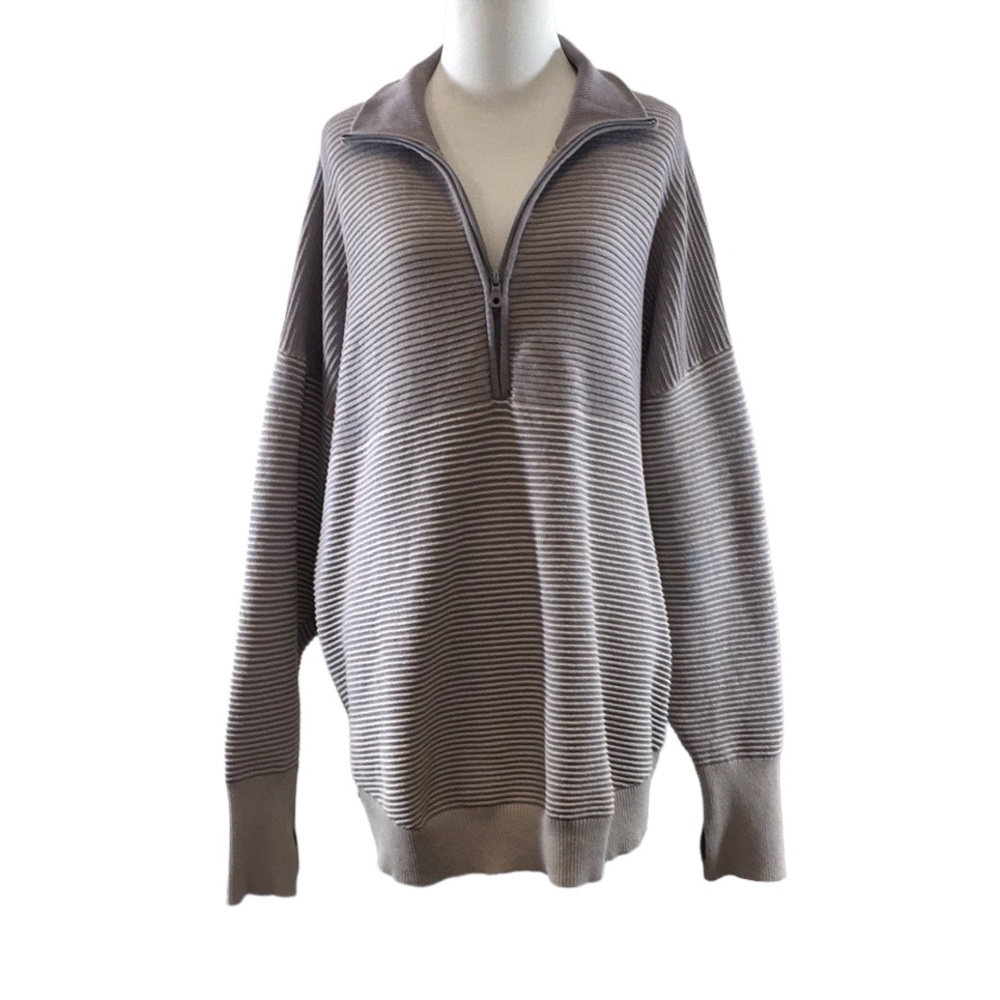 Offline By Aerie Purple Striped Quarter Zip Sweater Womens XXL Pullover - Picture 1 of 14